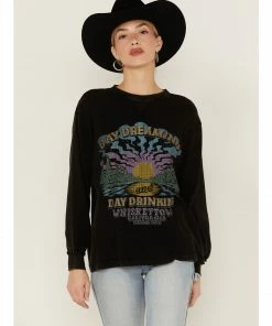 Cleo + Wolf Women's Day Dreaming, Day Drinking Graphic Thermal Pullover Sweatshirt