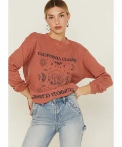 Cleo + Wolf Women's California Classic Graphic Thermal Pullover Sweatshirt