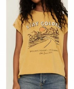 Cleo + Wolf Women's Stay Golden Rolled Sleeve Graphic Tee 6 Cleo + Wolf Women's Stay Golden Rolled Sleeve Graphic Tee -Cleo & Wolf Shop 2000359337 710 P3