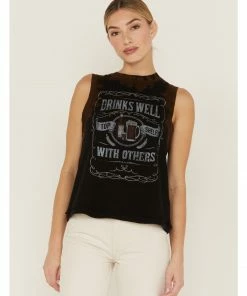 Cleo + Wolf Women's Drinks Well With Others Graphic Tie Dye Tank