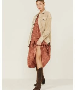 Cleo + Wolf Women's Sand Oversized French Terry Shacket -Cleo & Wolf Shop 2000359345 295 P1 1