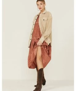 Cleo + Wolf Women's Sand Oversized French Terry Shacket