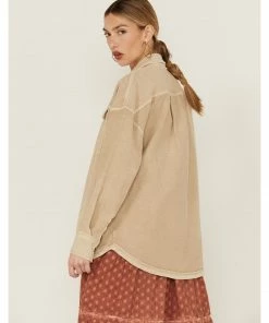 Cleo + Wolf Women's Sand Oversized French Terry Shacket -Cleo & Wolf Shop 2000359345 295 P4