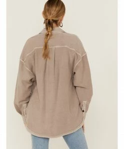 Cleo + Wolf Women's Ash Oversized French Terry Shacket -Cleo & Wolf Shop 2000359346 080 P3