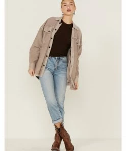 Cleo + Wolf Women's Ash Oversized French Terry Shacket -Cleo & Wolf Shop 2000359346 080 P4