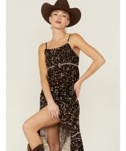 Cleo + Wolf Women's Dark Brown Floral Duster Dress