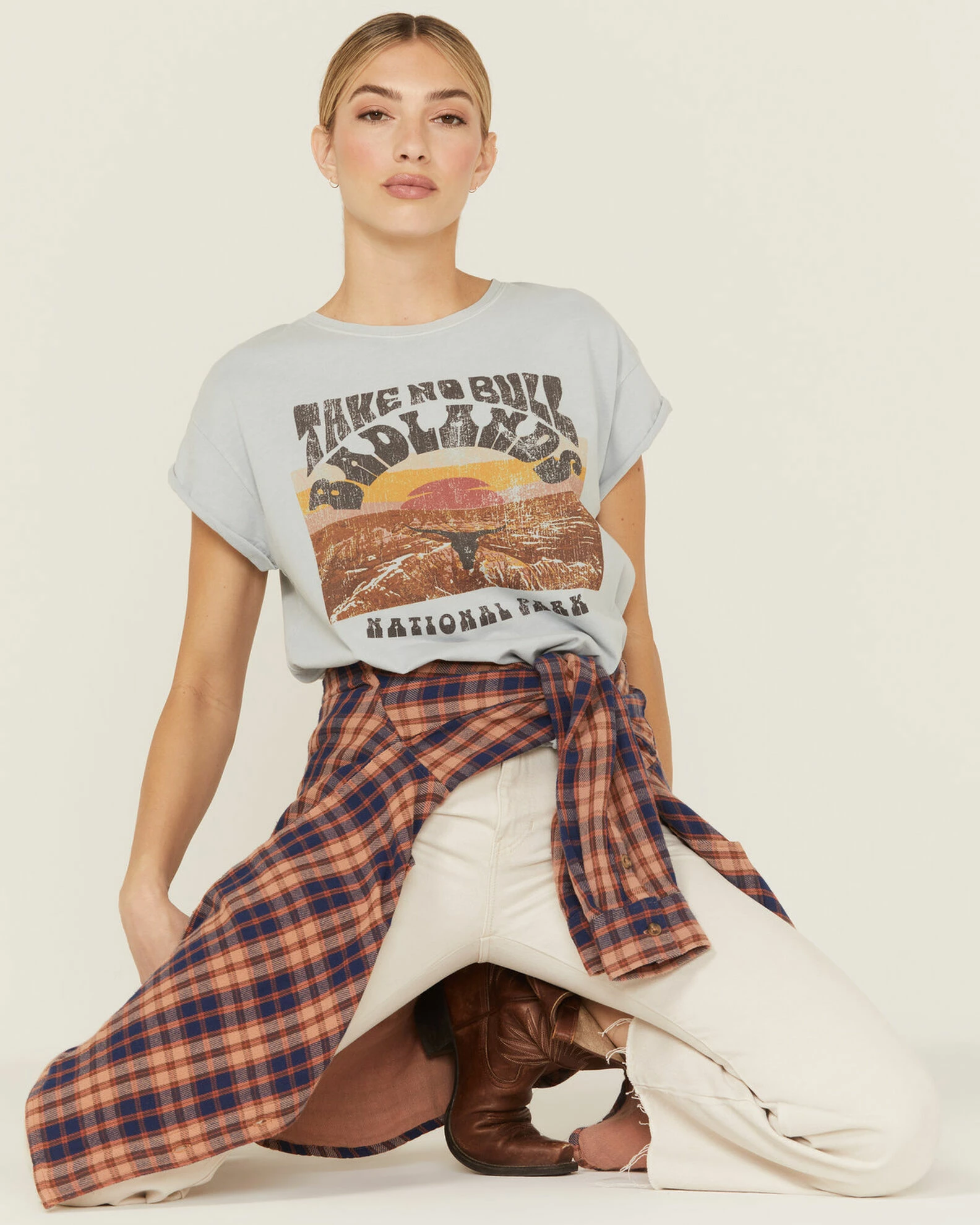 Cleo + Wolf Women's Badlands Rolled Sleeve Graphic Tee 1 Cleo + Wolf Women's Badlands Rolled Sleeve Graphic Tee