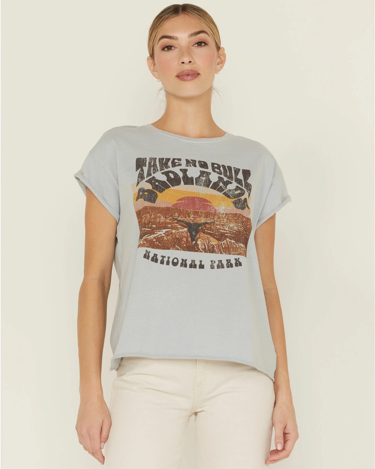 Cleo + Wolf Women's Badlands Rolled Sleeve Graphic Tee 2 Cleo + Wolf Women's Badlands Rolled Sleeve Graphic Tee - Image 2