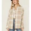Cleo + Wolf Women's Breezy Sprint Taupe Plaid Long Sleeve Shirt