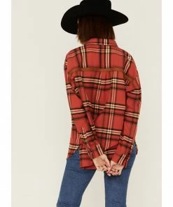 Cleo + Wolf Women's Cozy Spring Flannel  Brick Red -Cleo & Wolf Shop 2000359361 644 P3