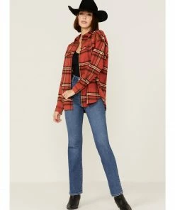 Cleo + Wolf Women's Cozy Spring Flannel  Brick Red -Cleo & Wolf Shop 2000359361 644 P4