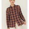 Cleo + Wolf Women's Breezy Springs Plaid Flannel Shirt Beige/khaki
