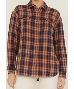 Cleo + Wolf Women's Breezy Springs Plaid Flannel Shirt Beige/khaki -Cleo & Wolf Shop 2000359364 250 P3