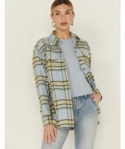 Cleo + Wolf Women's Cozy Spring Flannel Steel Blue 9 Cleo + Wolf Women's Cozy Spring Flannel Steel Blue -Cleo & Wolf Shop 2000359365 461 P1 1