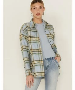 Cleo + Wolf Women's Cozy Spring Flannel  Steel Blue