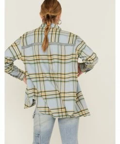 Cleo + Wolf Women's Cozy Spring Flannel Steel Blue 7 Cleo + Wolf Women's Cozy Spring Flannel Steel Blue -Cleo & Wolf Shop 2000359365 461 P3