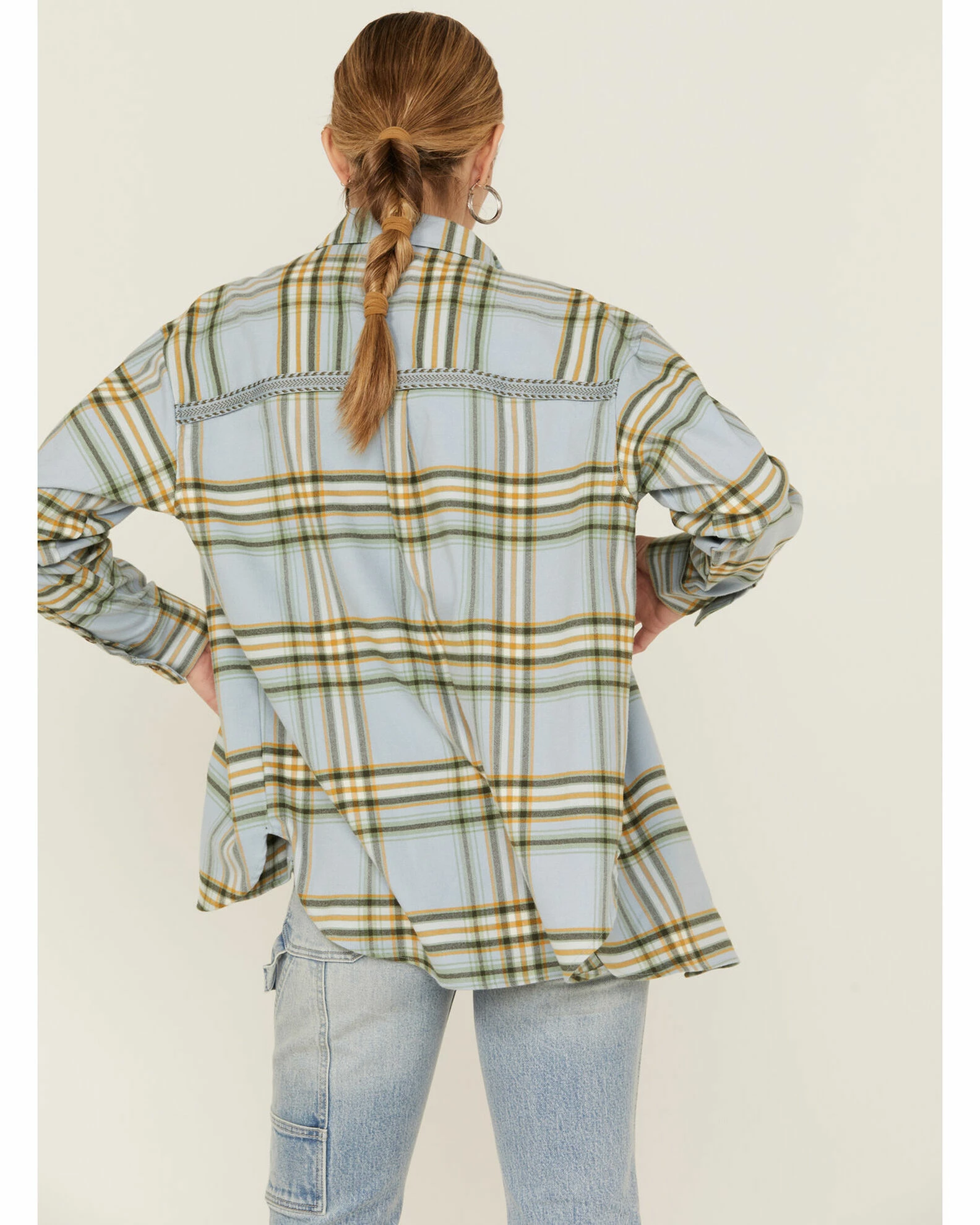 Cleo + Wolf Women's Cozy Spring Flannel Steel Blue 3 Cleo + Wolf Women's Cozy Spring Flannel Steel Blue - Image 3