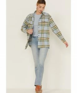 Cleo + Wolf Women's Cozy Spring Flannel Steel Blue 8 Cleo + Wolf Women's Cozy Spring Flannel Steel Blue -Cleo & Wolf Shop 2000359365 461 P4