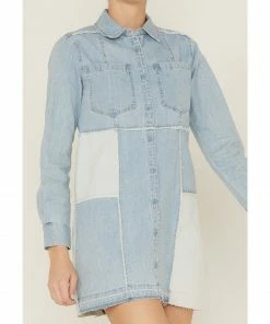 Cleo + Wolf Women's Multi Panel Patchwork Denim Dress Medium Wash -Cleo & Wolf Shop 2000359366 414 P3