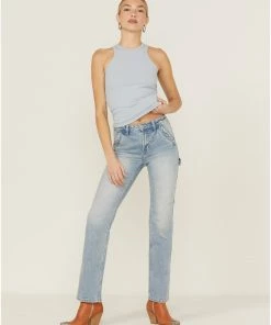 Cleo + Wolf Women's Carpenter Straight Denim Jeans Light Wash -Cleo & Wolf Shop 2000359505 412 P1 1