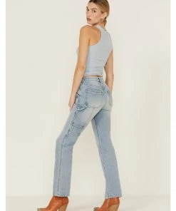 Cleo + Wolf Women's Carpenter Straight Denim Jeans Light Wash -Cleo & Wolf Shop 2000359505 412 P4