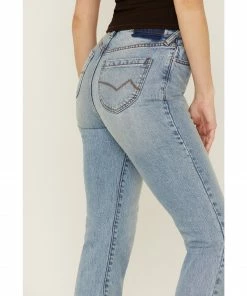 Cleo + Wolf Women's Exposed Button Fly Slim Straight Denim Jeans Medium Wash -Cleo & Wolf Shop 2000359508 414 P4