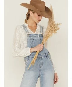 Cleo + Wolf Women's Relaxed Release Hem Denim Overalls Medium Wash -Cleo & Wolf Shop 2000359509 414 P3