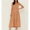 Cleo + Wolf Women's Tiered Midi Dress Beige/khaki