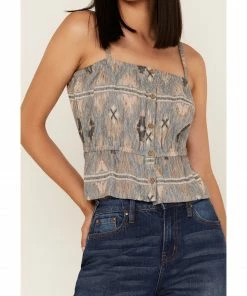 Cleo + Wolf Women's Southwestern Print Relaxed Strappy Tank Top Blue -Cleo & Wolf Shop 2000364816 400 P3