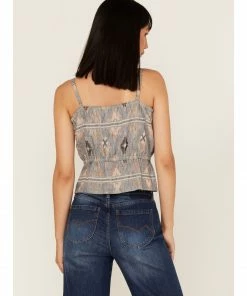 Cleo + Wolf Women's Southwestern Print Relaxed Strappy Tank Top Blue -Cleo & Wolf Shop 2000364816 400 P4