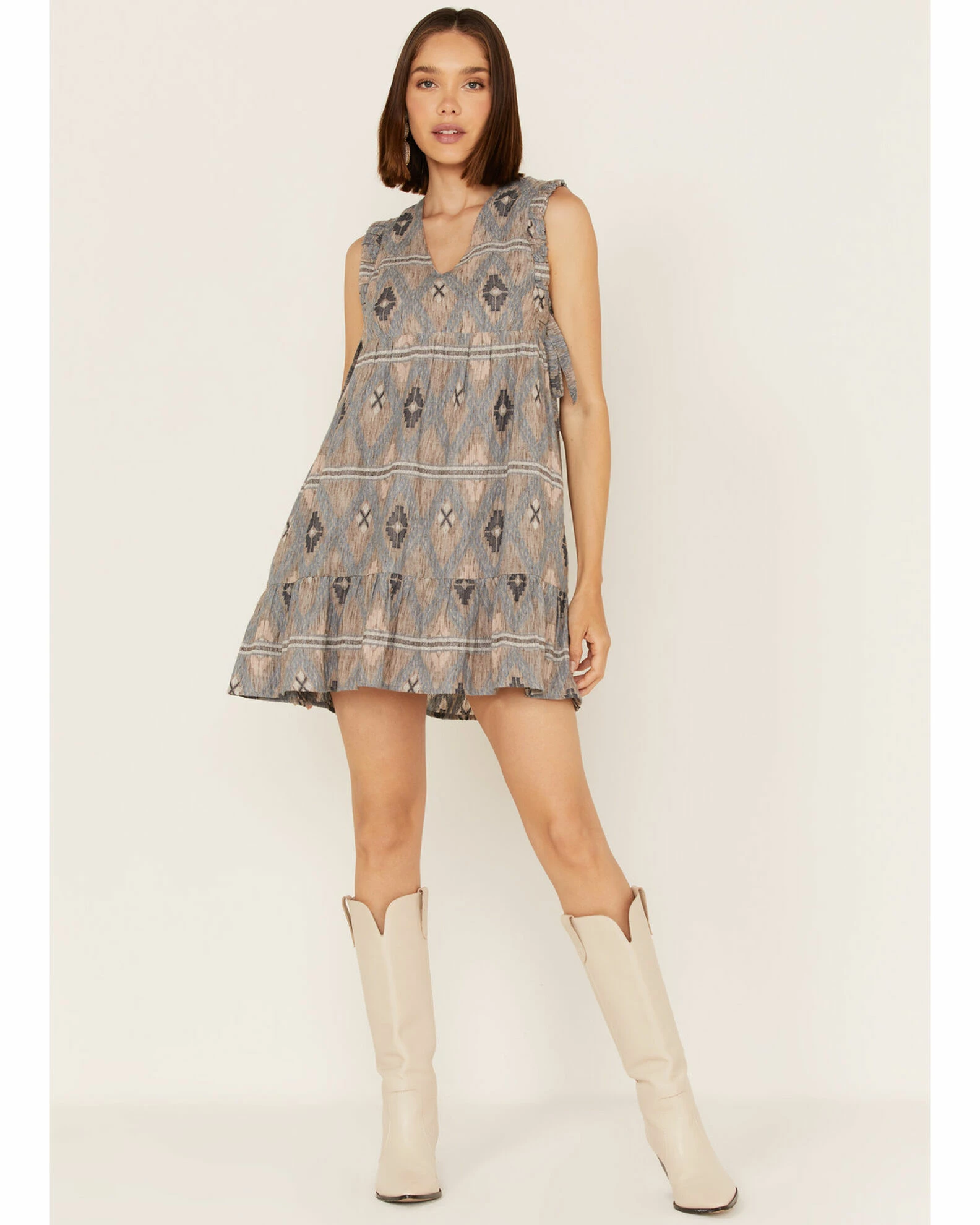 Cleo + Wolf Women's Southwestern Print Tie Dress 2 Cleo + Wolf Women's Southwestern Print Tie Dress - Image 2