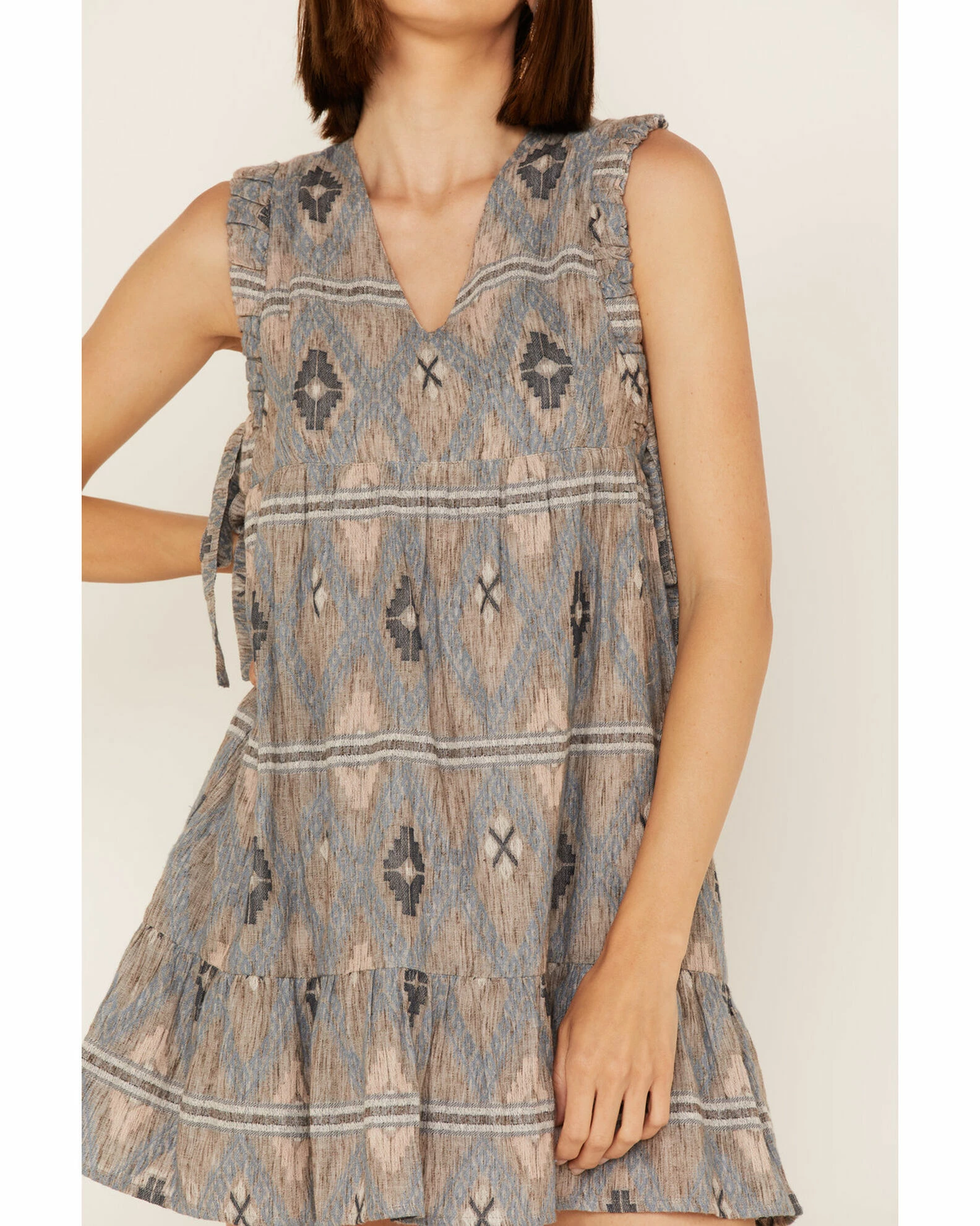 Cleo + Wolf Women's Southwestern Print Tie Dress 3 Cleo + Wolf Women's Southwestern Print Tie Dress - Image 3
