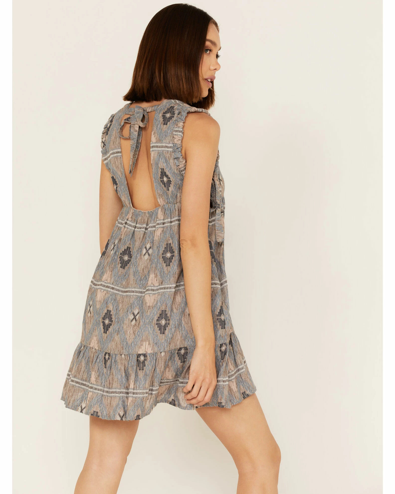 Cleo + Wolf Women's Southwestern Print Tie Dress 4 Cleo + Wolf Women's Southwestern Print Tie Dress - Image 4