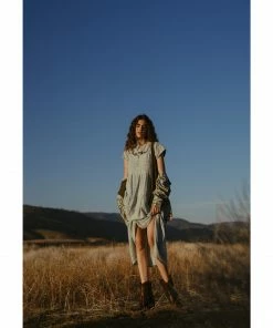 Cleo + Wolf Women's Tiered Relaxed Fit Midi Dress  Steel Blue -Cleo & Wolf Shop 2000364818 461 P1 1