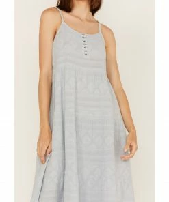 Cleo + Wolf Women's Tiered Relaxed Fit Midi Dress  Steel Blue -Cleo & Wolf Shop 2000364818 461 P4