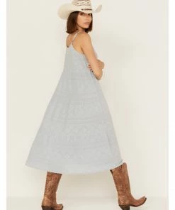 Cleo + Wolf Women's Tiered Relaxed Fit Midi Dress  Steel Blue -Cleo & Wolf Shop 2000364818 461 P5