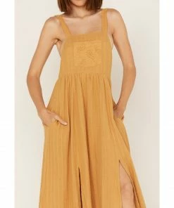 Cleo + Wolf Women's Textured Paisley Eyelet Lace Overall Maxi Dress Gold -Cleo & Wolf Shop 2000364819 710 P3