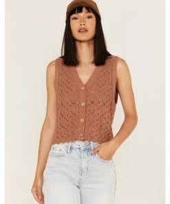 Cleo + Wolf Women's Cropped Knit Sweater Vest