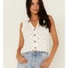 Cleo + Wolf Women's Cropped Sweater Knit Vest Ivory