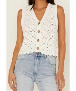 Cleo + Wolf Women's Cropped Sweater Knit Vest Ivory -Cleo & Wolf Shop 2000364824 103 P3