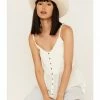 Cleo + Wolf Women's Smocked Button Front Woven Tank Top  Ivory