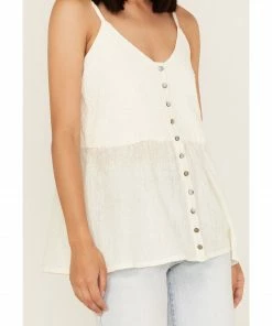 Cleo + Wolf Women's Smocked Button Front Woven Tank Top  Ivory -Cleo & Wolf Shop 2000364826 103 P3