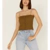 Cleo + Wolf Women's Smocked Button Front Tank  Green/brown
