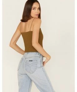 Cleo + Wolf Women's Smocked Button Front Tank  Green/brown -Cleo & Wolf Shop 2000364828 924 P4