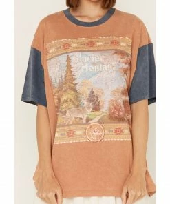 Cleo + Wolf Women's Glacier Montana Oversized Graphic Tee Beige/khaki -Cleo & Wolf Shop 2000364829 250 P3
