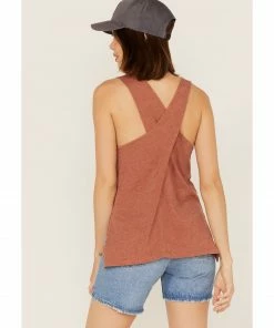 Cleo + Wolf Women's Crossover Back Tank Top Brown -Cleo & Wolf Shop 2000364834 200 P4