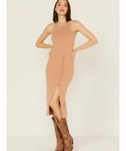 Cleo + Wolf Women's Split Side Tank Midi Dress Beige/khaki -Cleo & Wolf Shop 2000364835 250 P1 1