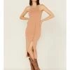 Cleo + Wolf Women's Split Side Tank Midi Dress Beige/khaki