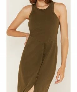 Cleo + Wolf Women's Halter Slit Midi Dress Olive -Cleo & Wolf Shop 2000364837 341 P3
