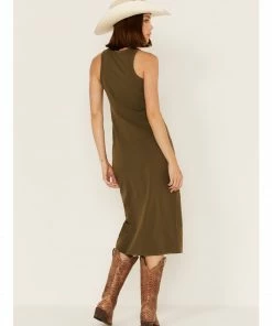 Cleo + Wolf Women's Halter Slit Midi Dress Olive -Cleo & Wolf Shop 2000364837 341 P4